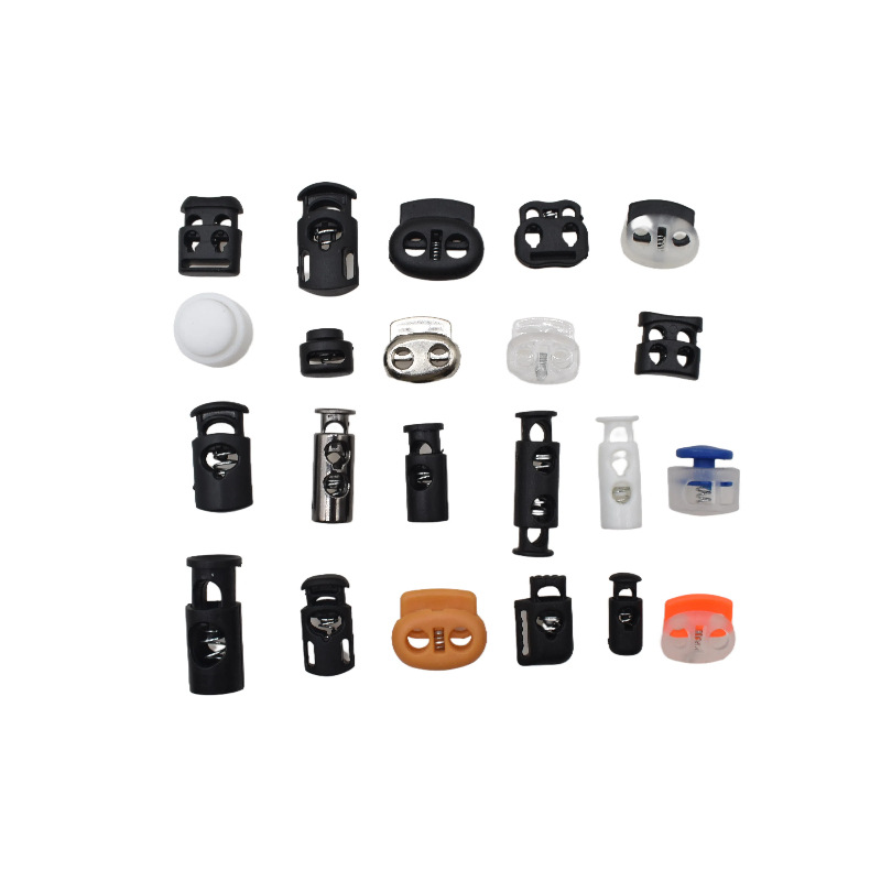 In-Stock Quick-Release High-Quality Single and Double Hole Plastic Spring Buckle Water Bottle Plastic Rope Buckle Elastic Rope Adjustment Buckle Luggage Accessories