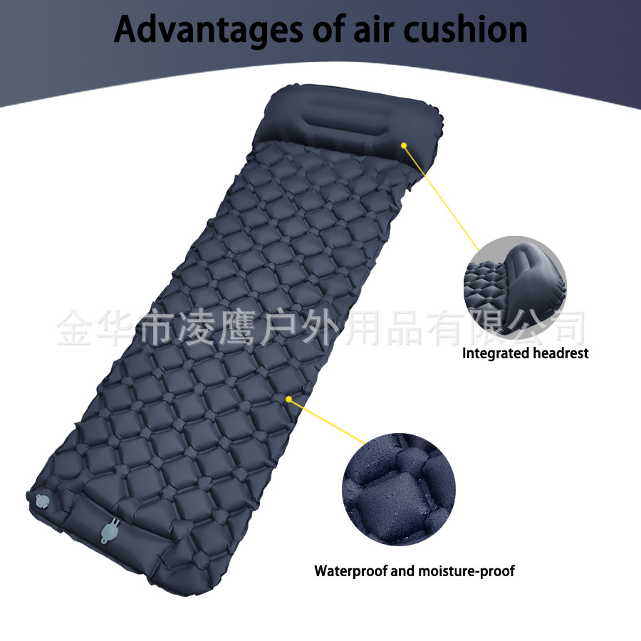 Outdoor Inflatable Mat, Lightweight and Portable Outdoor Camping Foot-Operated Moisture-Proof Double Sleeping Mat, Lunch Break Car Inflatable Mattress