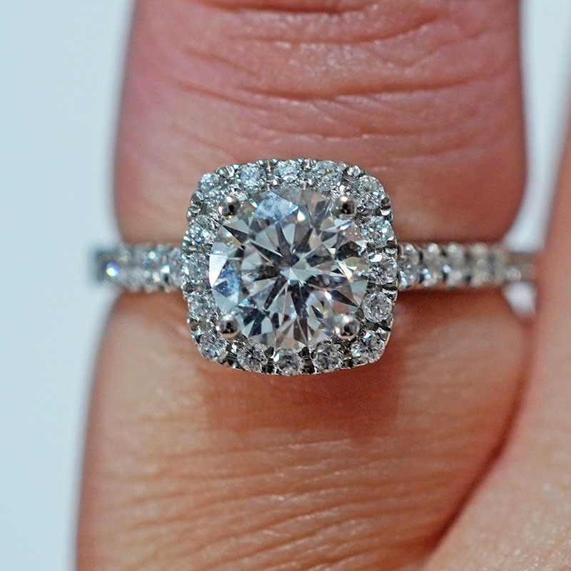 Кольцо из платины Pt950 с выращенным бриллиантом для женщин, квадратное, звездное, для свадебного предложения, звездное окружение