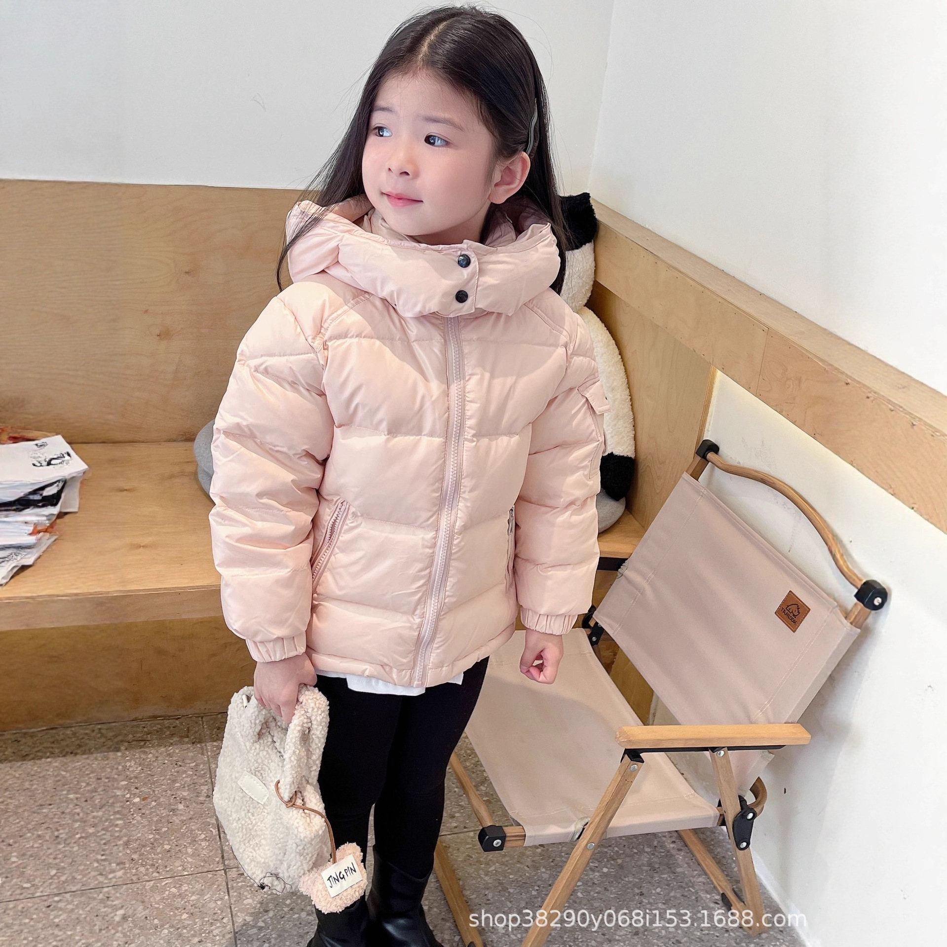Детская пуховка корейской версии для мальчиков и девочек, утолщенная с detachable капюшоном, теплая зимняя куртка для малышей и детей