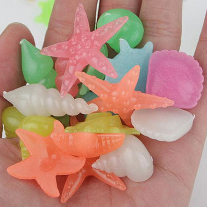 2-3cm luminous shell conch sea star color plastic artificial aquarium fluorescent landscape marine luminous stone