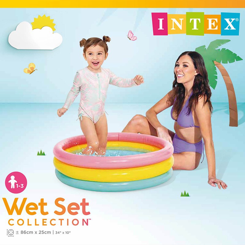 Детский надувной бассейн Intex58924 для домашнего использования, надувной бассейн для детей и младенцев, купальный и брызгательный бассейн, утолщенный дизайн радуги