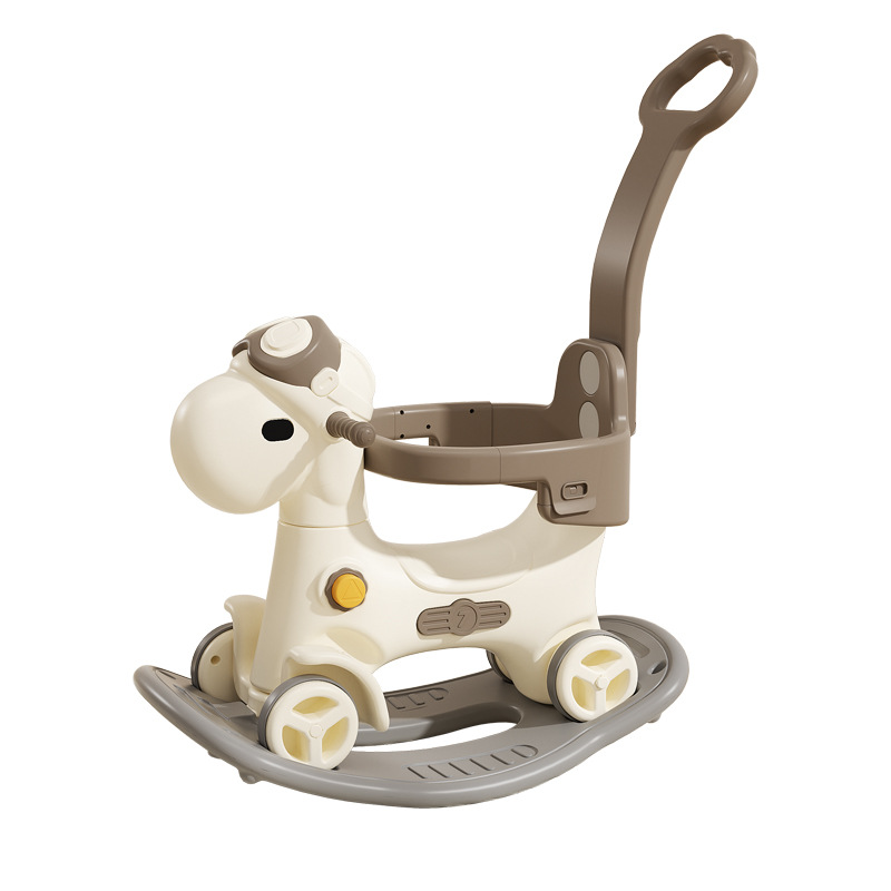 Baby Rocking Horse Wooden Horse Toy Kidsren's Rocking Horse Yo-Yo Car Two-In-One Anti-Fall Baby Rocking Car First Year Gift