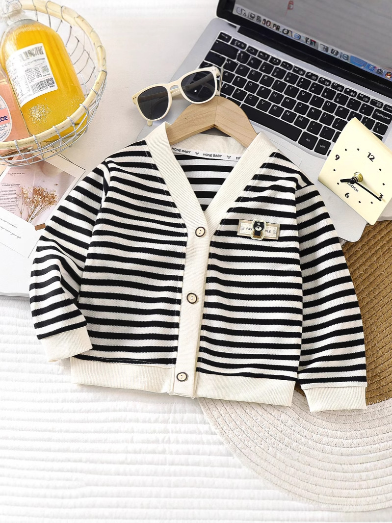 New Boys and Girls Autumn Korean-style Striped All-match Foreign Jacket Autumn Long-sleeved Children's Top