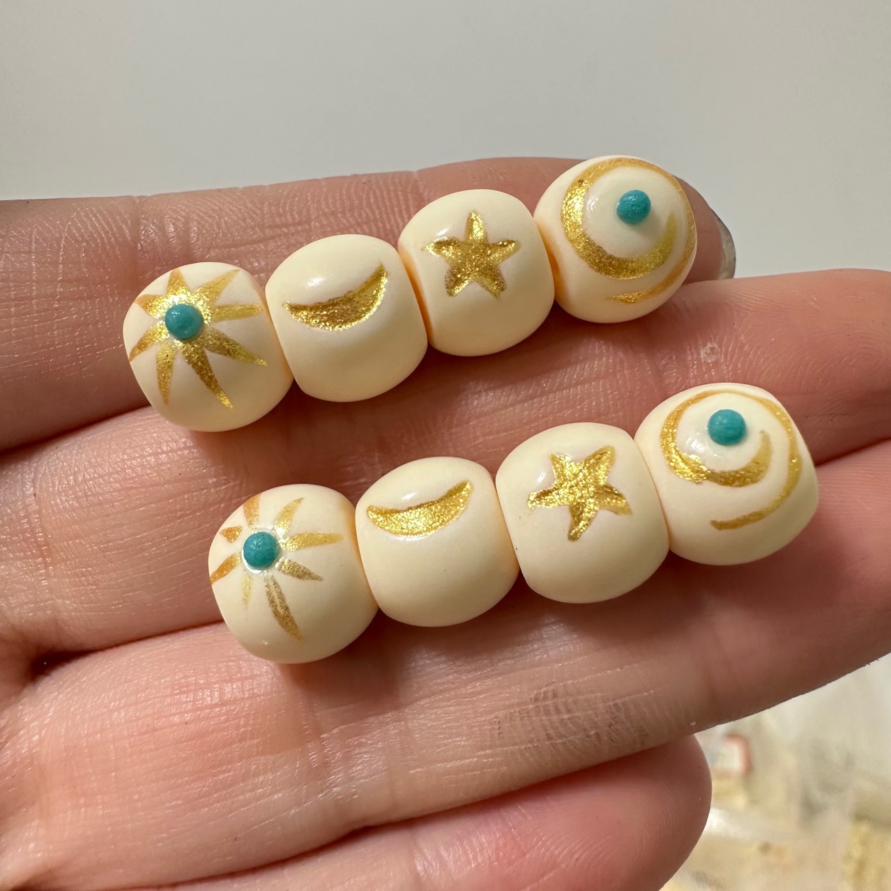 Слоновая кость резьба солнце, луна и звезды набор DIY браслет из плодов бодхи