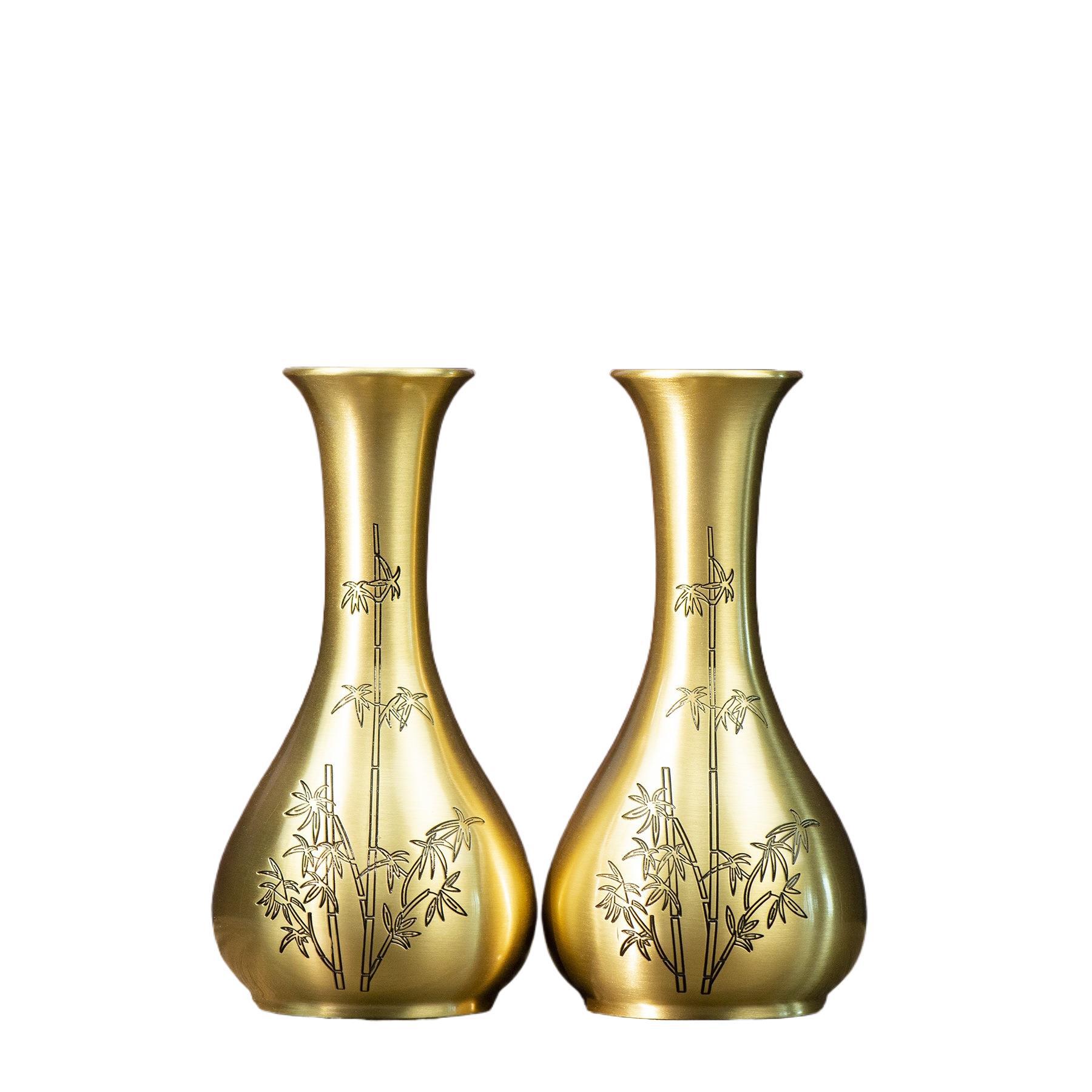 Pure Copper Small Vase Ornaments Desktop Copper Vase Decorations Buddha Front Offering Vase Flower Vase Jade Pure Vase