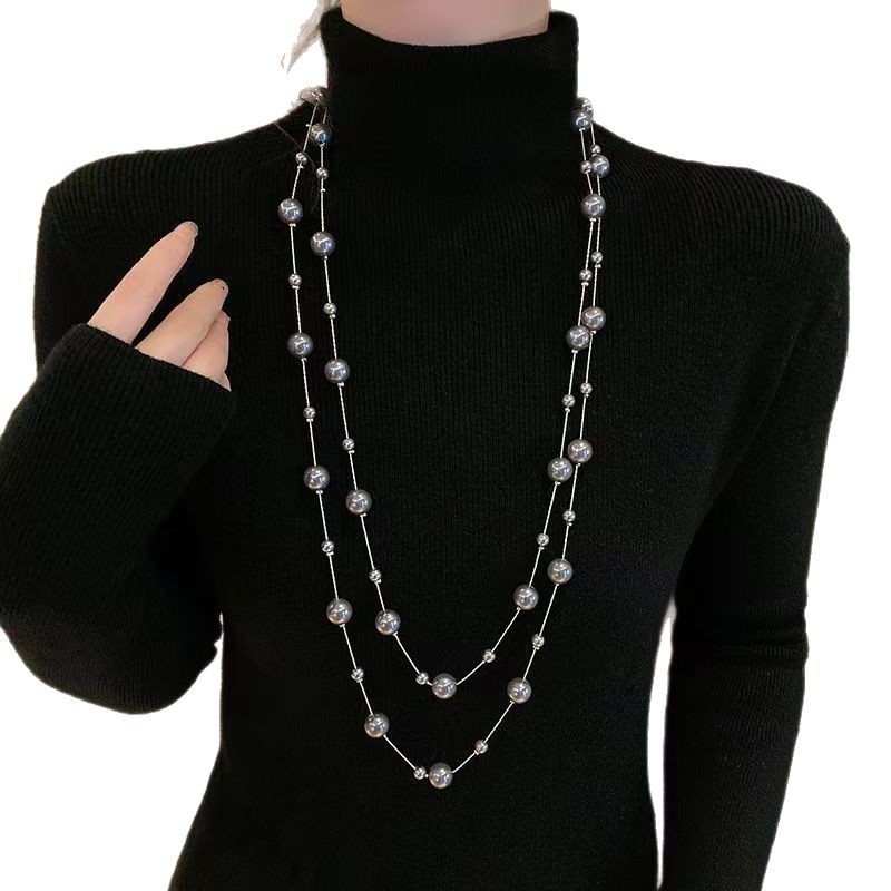 Korean Style Fashionable Long Necklace, Feminine, Light Luxury, Versatile, High-End Sweater Chain, Autumn and Winter Clothing Accessories Pendant