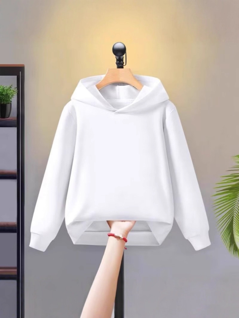 Boys and Girls Sports Loose Outer Tops Spring and Autum Thin Medium and Large Kidsren Pure Color Blank Hooded Sweatshirt