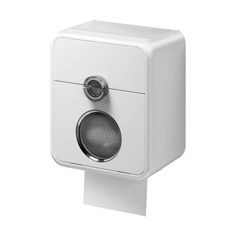 Bathroom punch-free wall-mounted paper rolling machine bathroom tissue waterproof large capacity storage double-layer tissue box