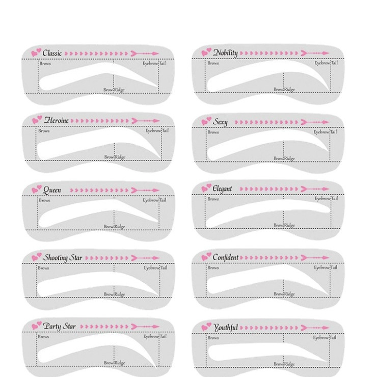 Кросс-бордерная горячая распродажа 10 шт силиконовых цветных новичковых артефактов для формирования бровей, карточки для бровей, помощник для рисования бровей, инструменты для красоты в европейском и американском стиле