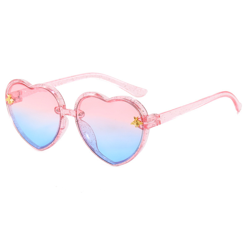 Children's Glasses Frame Korean Style Boys' Anti-Uv Sunglasses Girls' Sunglasses Trendy Fashion Little Bee Heart Shape