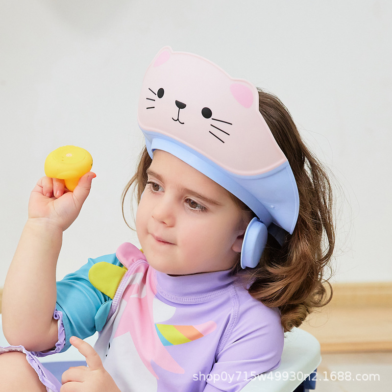 TT cat children's shower cap baby shower cap baby shower cap baby shampoo cap adjustable ear protection shower cap