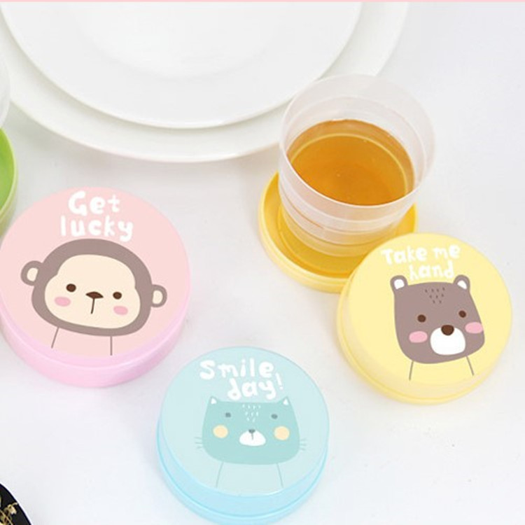 Cartoon Telescopic Cup Travel Cup Compression Cup Creative Home Cute Children Folding Cup Student Portable Water Cup