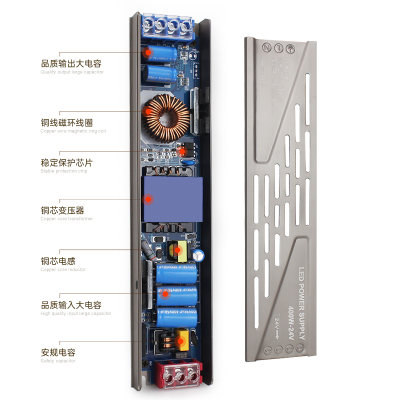 Silent Transformer 220V to 24V for Home Use, Low Voltage 12V for Light Strips and Light Boxes Switching Power Supply
