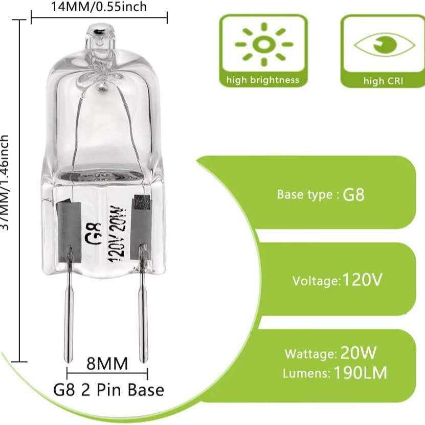 G8 110V120V130V20W35W50W Halogen Tungsten Bulb Spotlight Bulb Double-Pin Short Tube Halogen Lamp