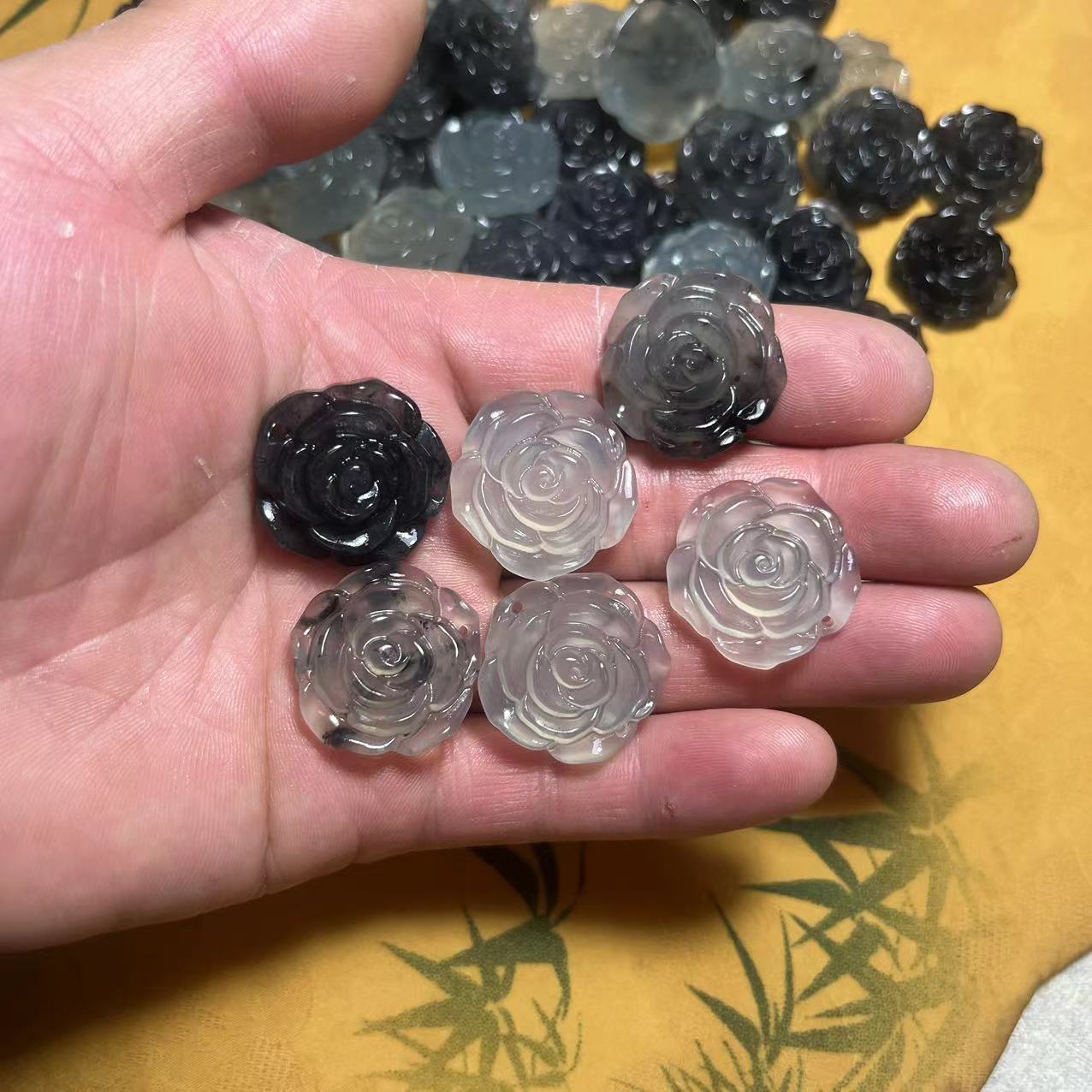 Браслет из натурального нефрита в виде розы, аксессуар для DIY, оптовый производитель подвесок