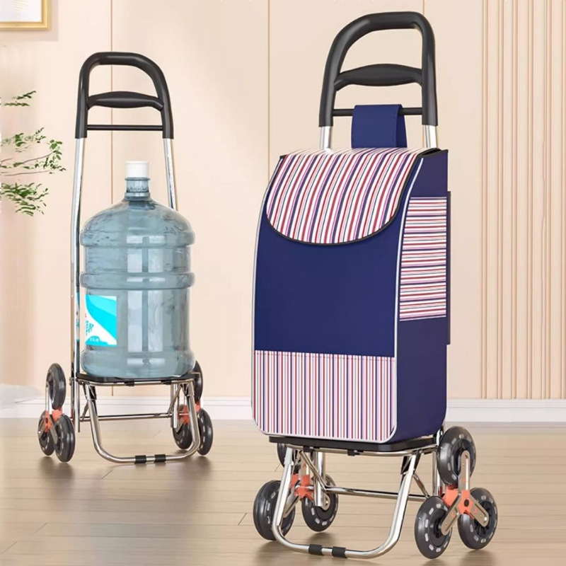 The old people buy food cart can climb the stairs three-wheel shopping cart supermarket vegetable market small pull cart folding hand pull cart
