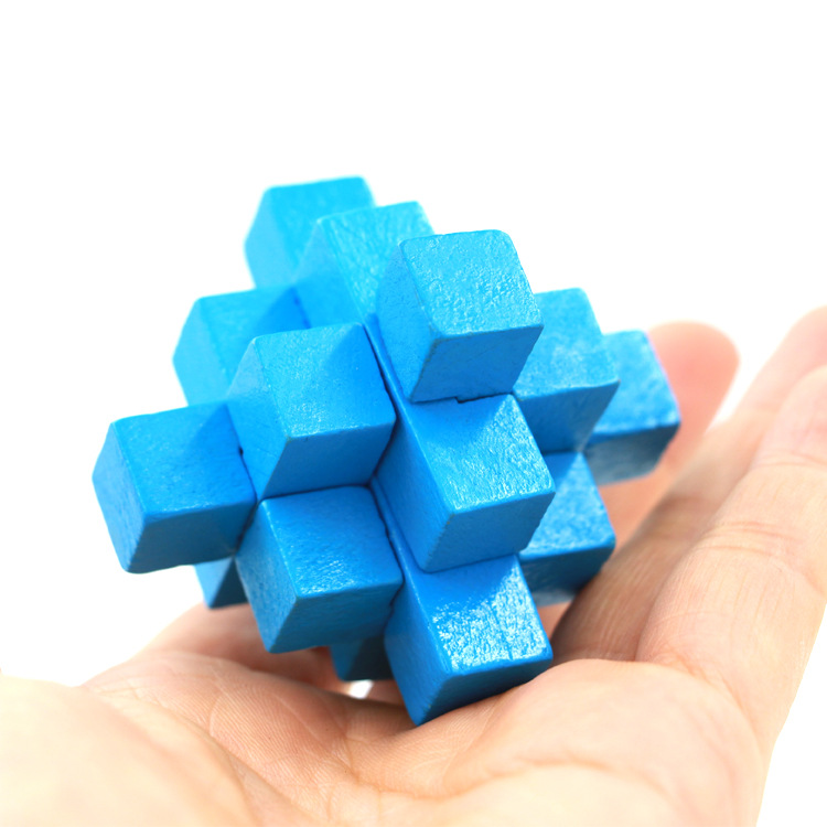 Children's wooden small size Beech Luban ball Kong Ming lock Beech mini Kong Ming lock full set Kong Ming lock