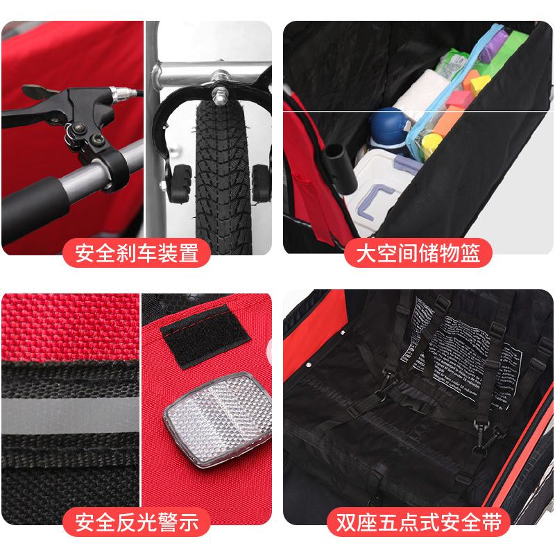 Road Bike, Mountain Bike, Trailer, Rear-Mounted Kidsren's Family Bike, Cycling Cart, Hiking Stroller with Kids