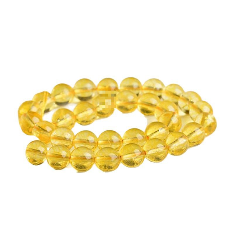 Huang Asei Crystal Natural Stone Mine Normal Topaz Handmade Trendy Jewelry Material Round Beads Semi-Finished Products Cross-Border