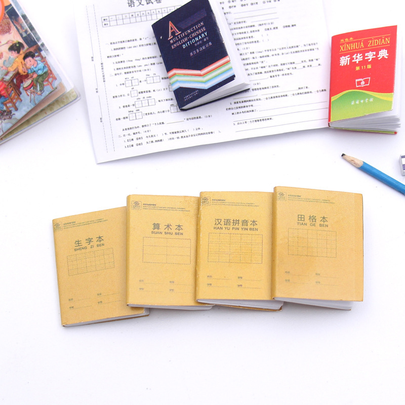Miniatures Simulation Workbook Homework Dollhouse Doll House Primary School Classroom Life Scene Pocket DIY Ornaments