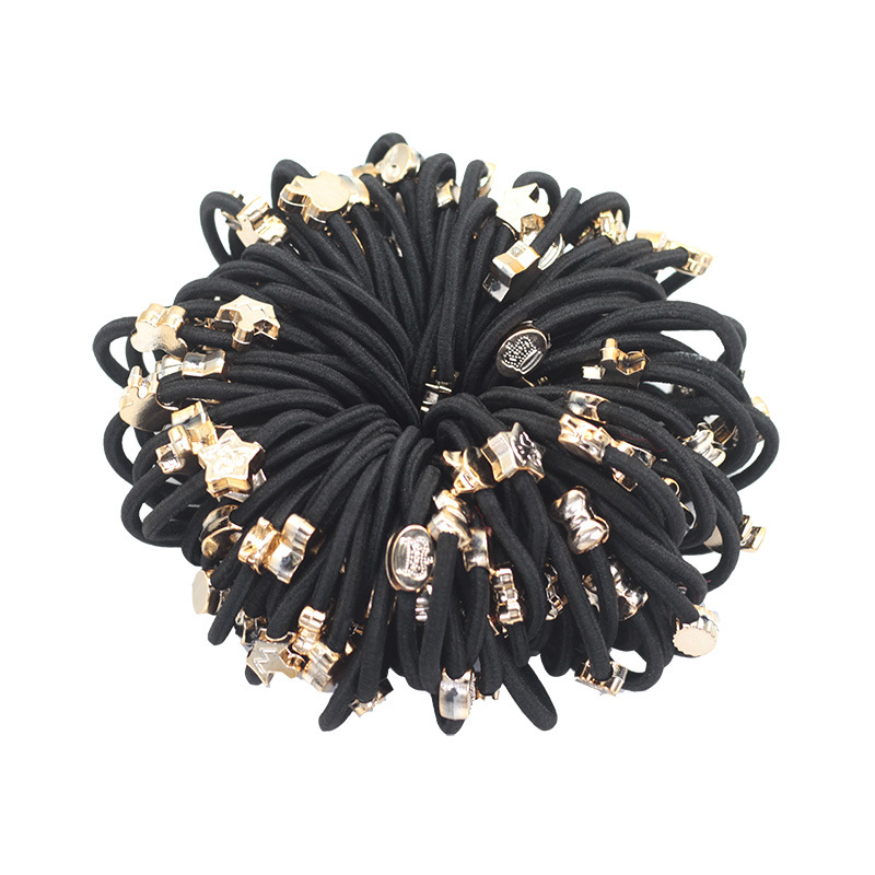 Gold bead hair ring new hair accessories Korean hair rope hair rubber band leather 2 yuan store supply head jewelry wholesale