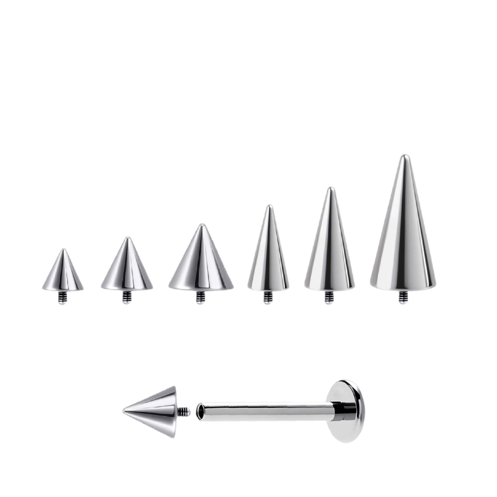 F136钛合金0.9外螺纹尖锥 恶魔钉 铆钉 尖钉饰品配饰