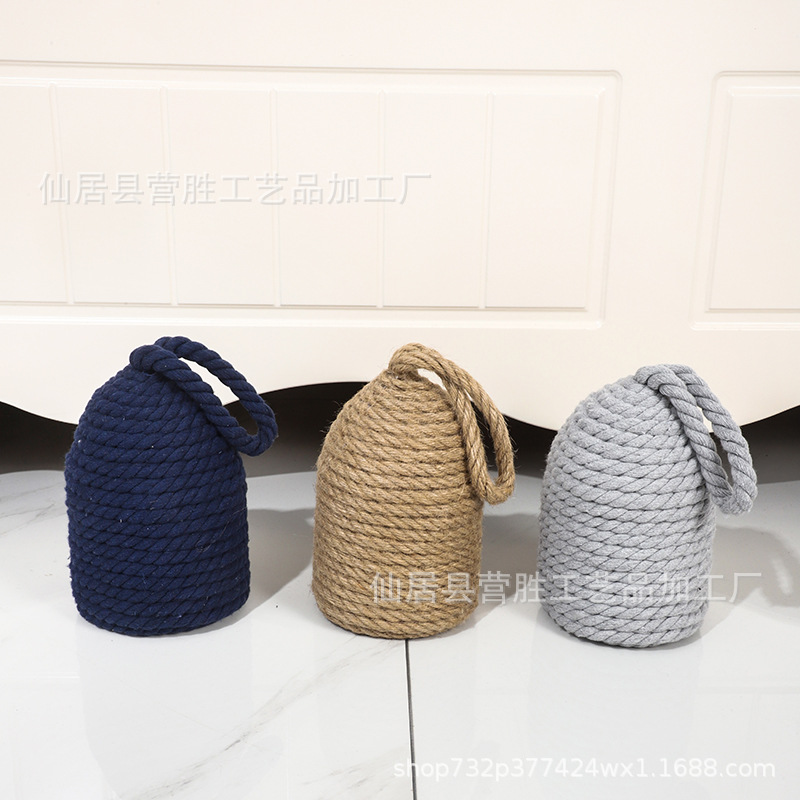 Cotton and Linen Rope Door Stopper, Cotton Rope, Linen Rope Rocket Tube-Shaped Dome Cylindrical Windproof Door Stopper, Ins Home and Restaurant Decoration