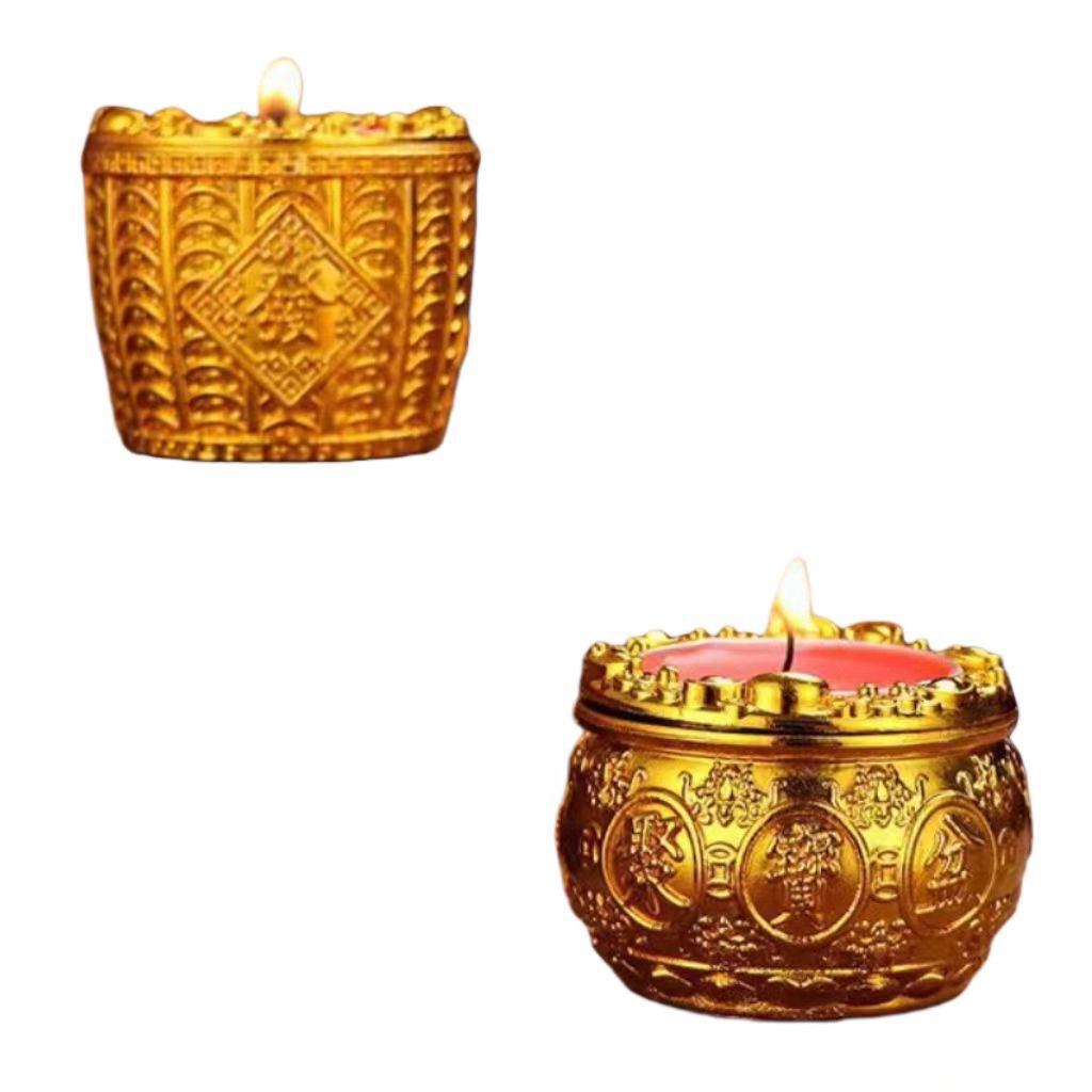 Golden Bowl Butter Lamp, a Bucket of Gold Fortune Lamp, God of Wealth Lamp, Small Butter Lamp, Smokeless Small Candle, Fortune Lamp Factory