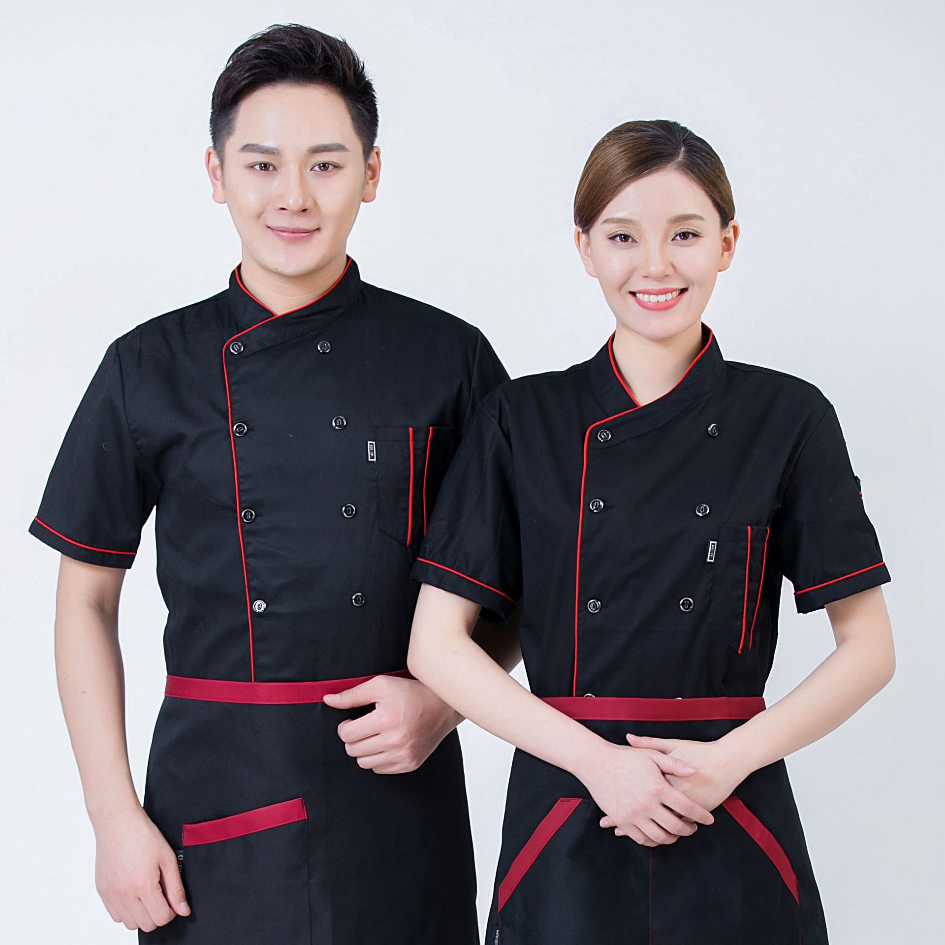 Chef Uniform Long-Sleeved Men's Autumn and Winter Clothing Hotel Catering School Kindergarten Canteen Restaurant Back Kitchen Short-Sleeved Overalls