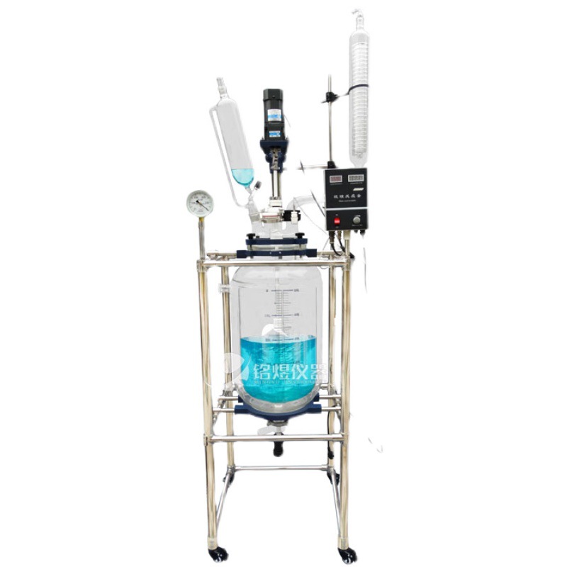 Laboratory Digital Display Glass Jacketed Kettle Constant Temperature Stainless Steel Distillation Negative Pressure Purification Double-Layer Glass Reactor