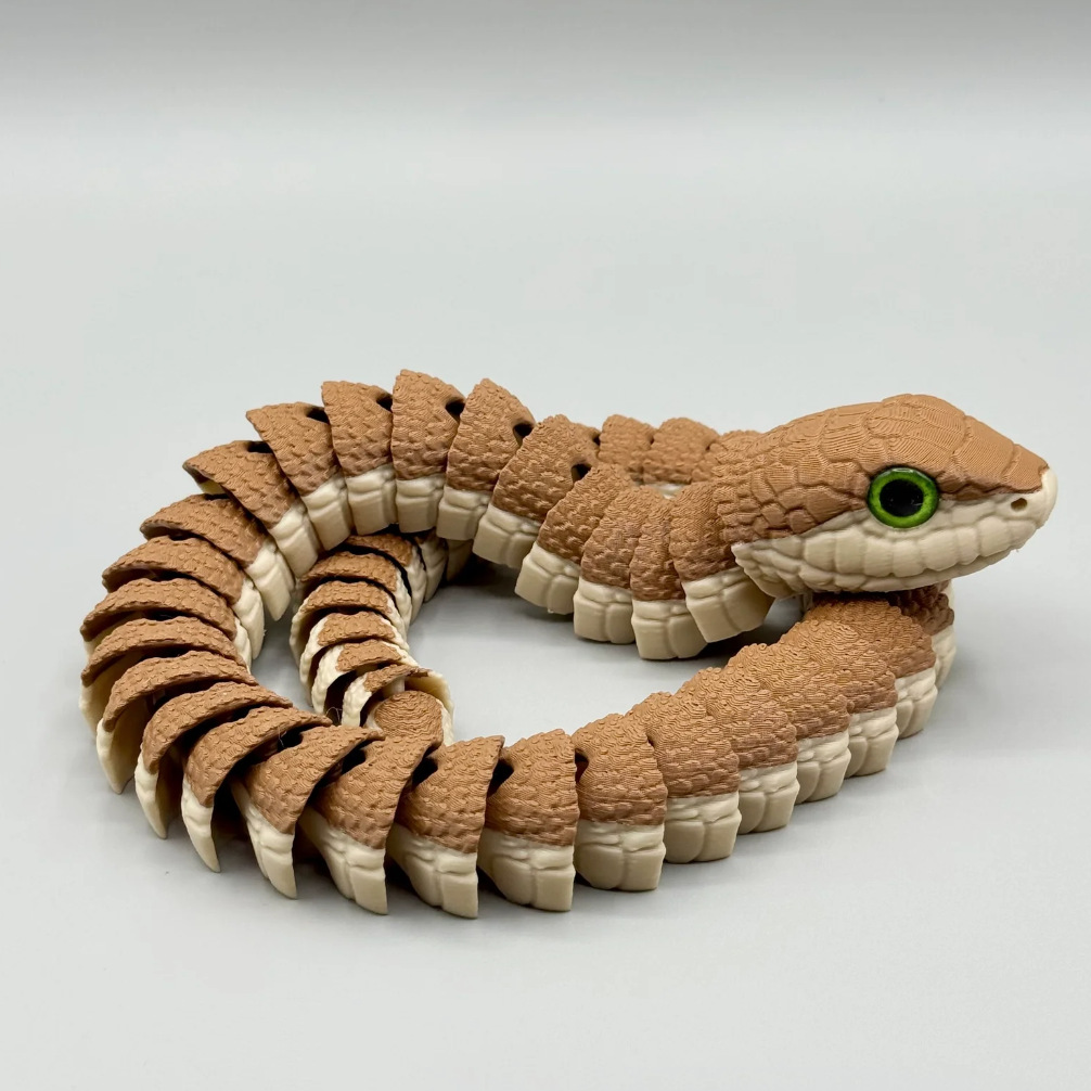 3D Printed Tree Snake with Movable Joints, Simulated Stripes and Scales, Glass Eyes, Trick and Prank Climbing Pet Toy