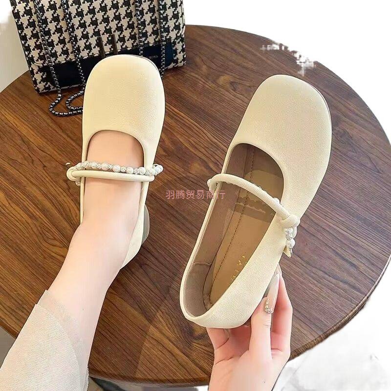 Matching Skirts and Flats for Women 2025 Spring and Summer Evening Shoes New Mary Jane Versatile Soft Leather Beanie Flats