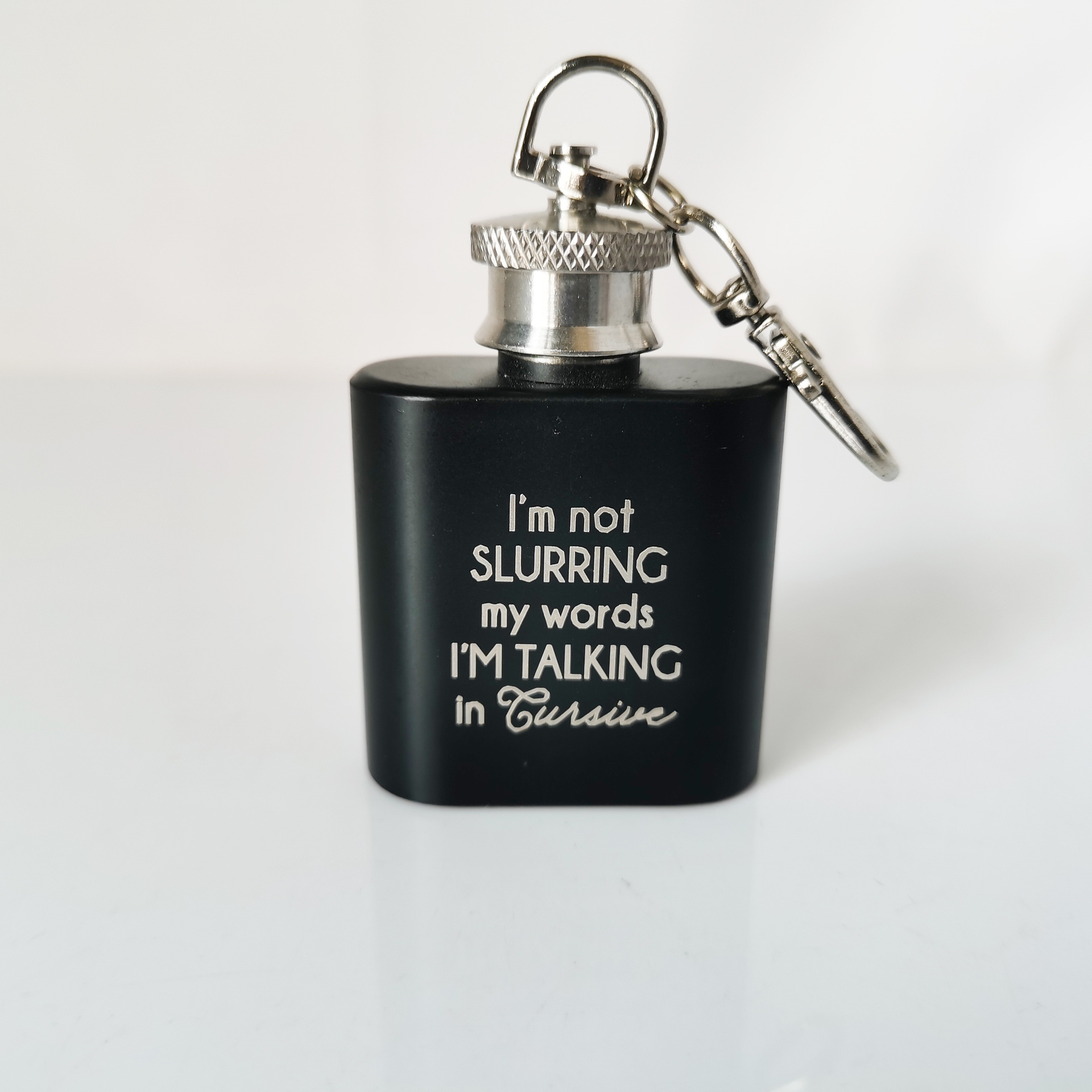 Индивидуальная оптовая продажа, 1 унция, мини, винный горшок из нержавеющей стали, черный матовый, лазерный логотип, ключница, винный горшок