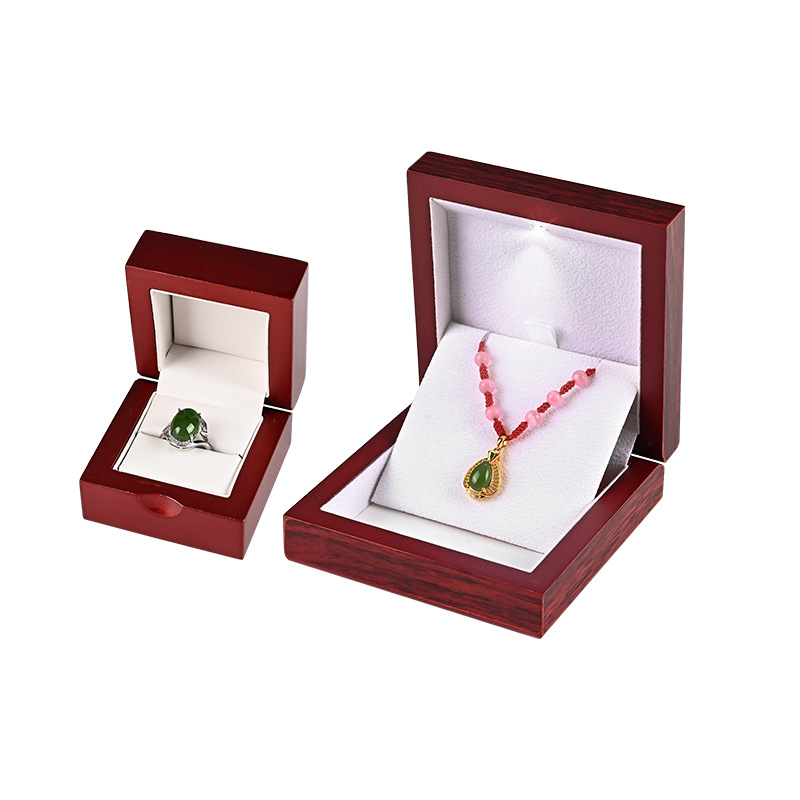Cross-Border Wooden Ring Pendant Jewelry Box Led Light Open Lid Light Necklace Box Wooden Jewelry Storage Box