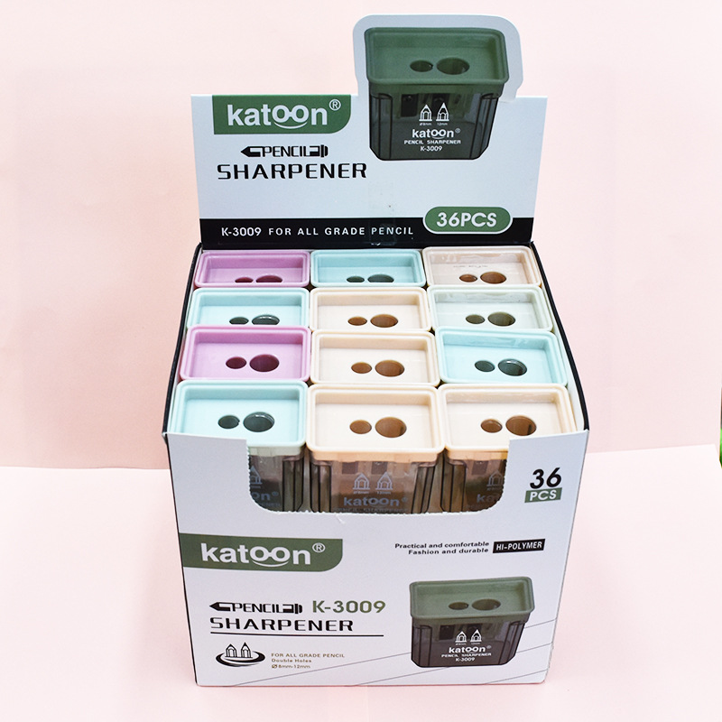 Morandi Color Pencil Sharpener Double Hole Primary and Secondary School Students Creative Portable Office Style Large and Small Hole Pencil Sharpener Learning Stationery