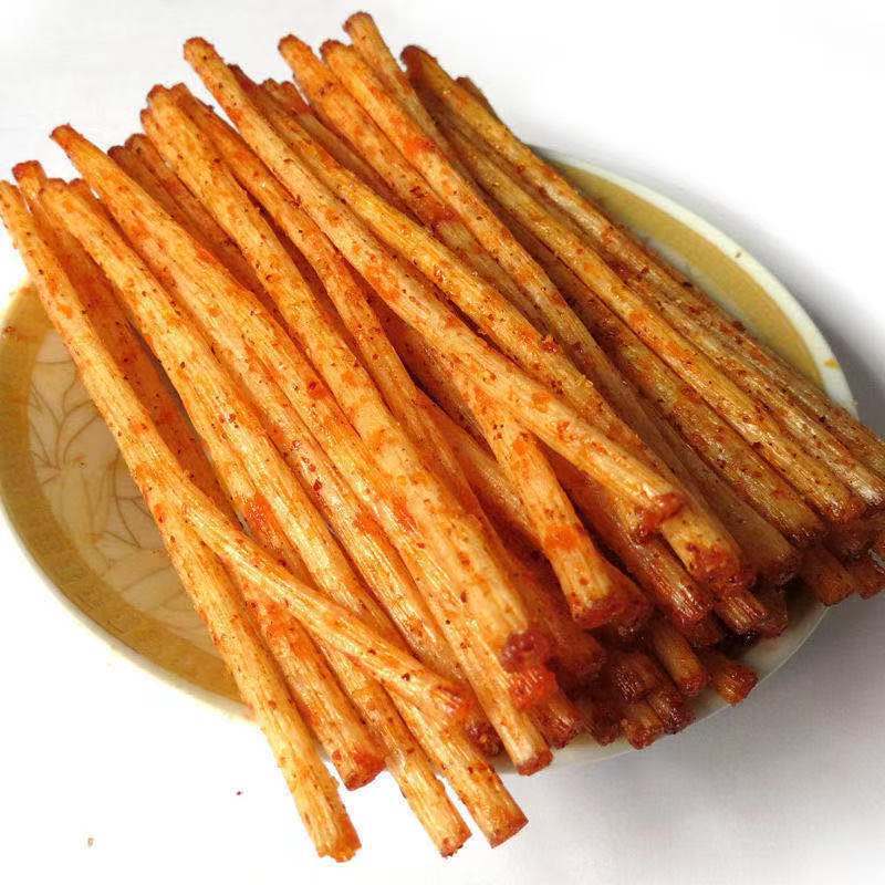 Zongzong food cross bridge rice noodles spicy strips 8090 s childhood nostalgic gluten flavor long spicy slices snack vegetarian snack