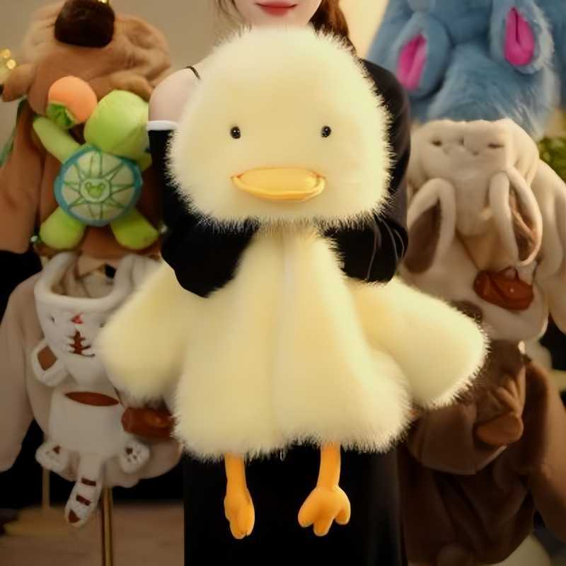 Зимний свитер из меха для детей, с флисовой подкладкой и утолщением, для мальчиков и девочек, маленький желтый утенок, верхняя одежда из искусственного меха для детей малого и среднего размера