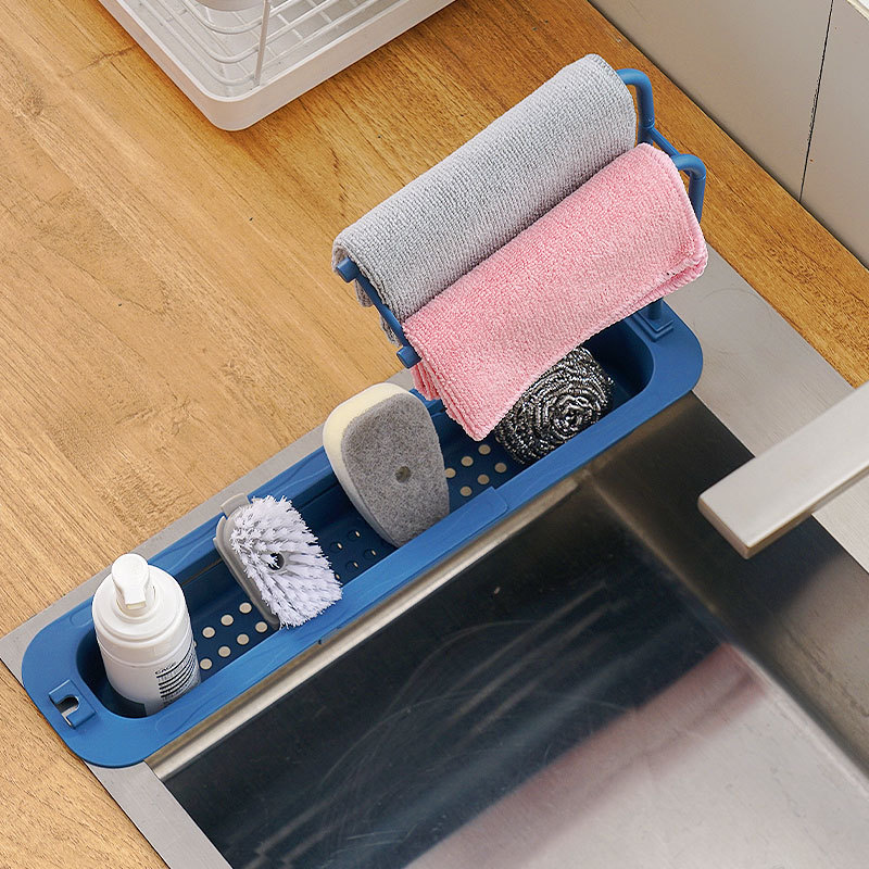 Simple Kitchen Sink Free Telescopic Draining Rack No Punch Storage Convenient Cloth Rack Hot Slag Rack