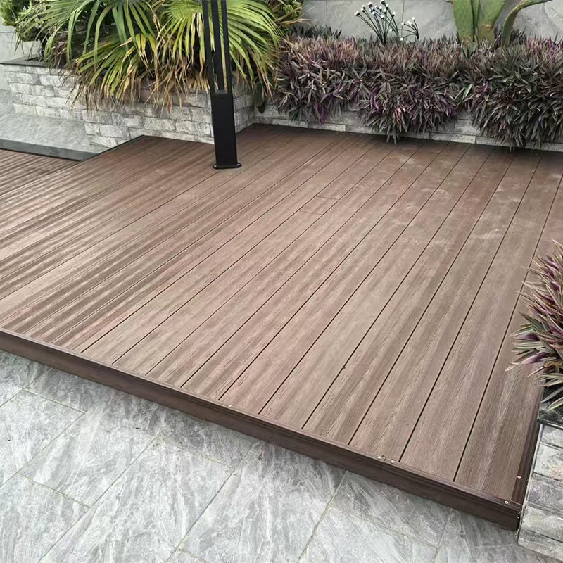 Aluminum Alloy Outdoor Flooring Aluminum-Plastic Composite Board Plastic Wood Flooring Square Park Scenic Area Terrace Pavilion Wooden Walkway Aluminum Flooring