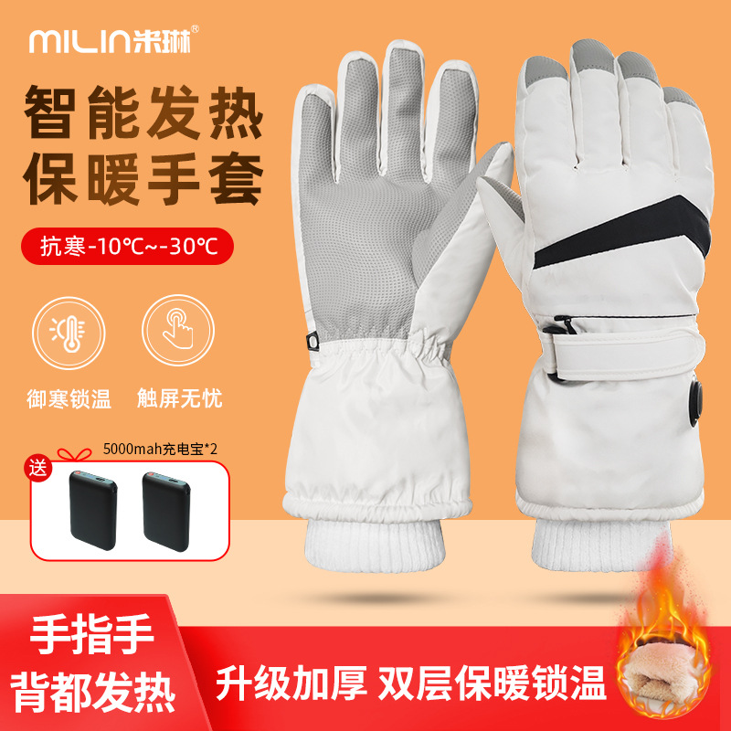 Cross-Border Heating Gloves Outdoor Skiing and Riding Heated Electric Heating Gloves Touch Screen Charging Cold-Proof Heating Gloves for Men and Women