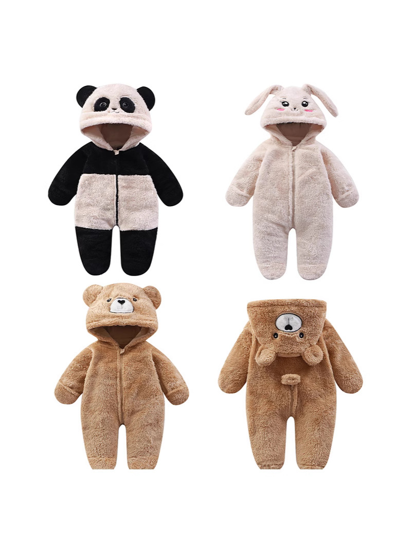 Baby Home Overalls Autumn and Winter Baby Cute Cartoon Panda Little Rabbit Little Bear Overalls Out Plush Overalls