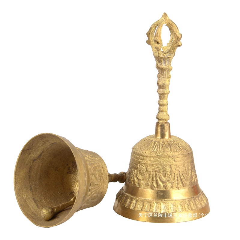 Brass Vajra Bell Hand Bell Chime Xizang Bell Ethnic Instrument Nepalese Copper Bell Ornament Silk Flower Housewarming Classmate