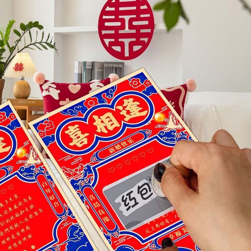 Happy Reunion, Wedding Pick-Up, Homemade Scratch-Off Props, Groom and Best Man Blocking Door Prank Game DIY Creative Card