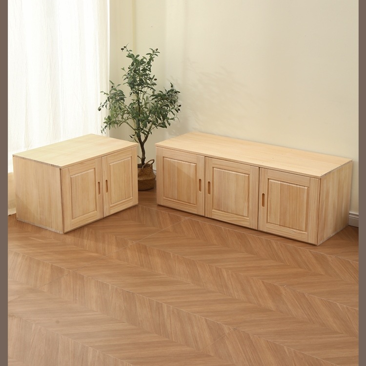 Solid Wood Wardrobe Set with Top Cabinet, Eco-Friendly Pine Simple Large-Capacity Bedroom Storage Cabinet with 2 Doors or 3 Doors Top Box Cabinet