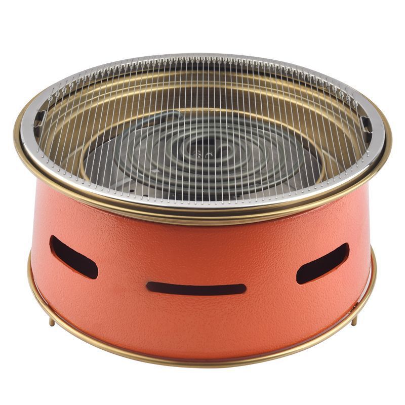 Korean Electric Grill Commercial Heating Tube Electric Barbecue Grill Popular Barbecue Shop Round Electric Barbecue Grill Orange Barbecue Grill