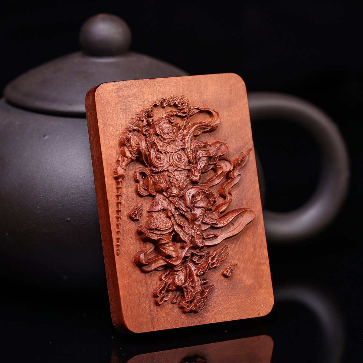 Ethnic Style Natural Lightning-Struck Jujube Wood Mountain Ghost Flower Bagua Zhongkui Peace and Safety Plaque