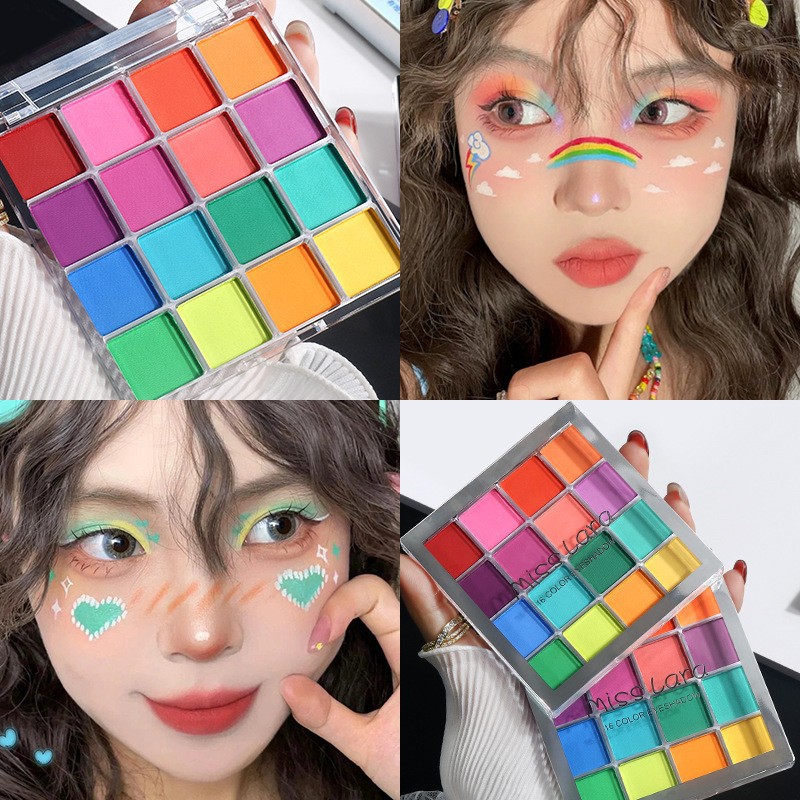 Miss Lara Sixteen Color Eyeshadow Palette Pearlescent Matte Red Green Blue Ins Popular 16 Color Eyeshadow Cross-Border