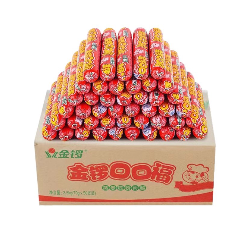 Jinluo Koukoufu 70g*50 Pieces of Ham Sausage Spicy Hot Pot Skewers Ingredients Steamed Starch Sausage Grilled Sausage Whole Box