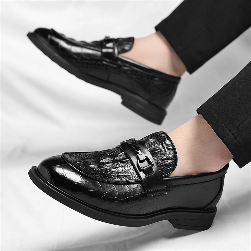 Мужские кожаные туфли с тиснением под крокодила, остроносые, для бизнеса и свадьбы, обувь для жениха, дропшиппинг